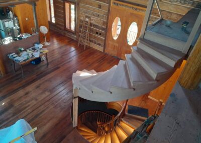 a spiral staircase inside a house